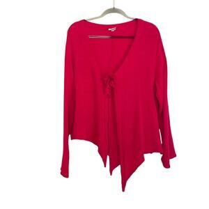 Oh My Gauze! Womens Cotton Gauze Asymmetrical Cardigan Pink Sz 2 L/XL Lagenlook